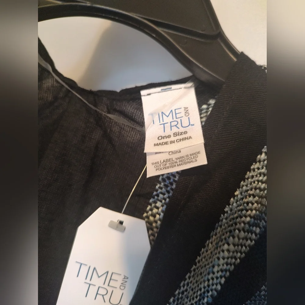 Time and Tru Womens One Size Striped Yarn Dye Layering Black Multi NWT